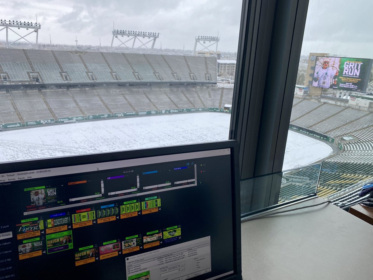 Nothing like loading up graphics for @CSUFootball spring game and we get some snow two days before! #footballweather #stalwart #CSURams