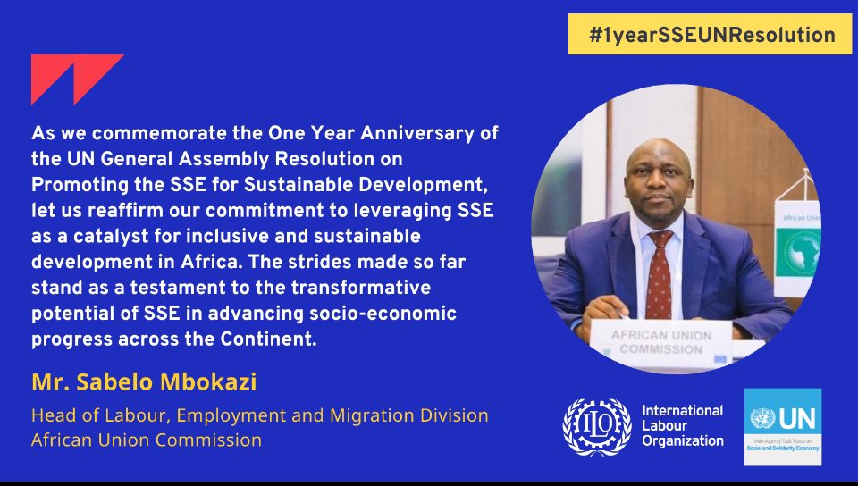 Many thanks 🙏🏽 to @_MbokaziSabelo for reflecting on the @_AfricanUnion experience in advancing the social & solidarity economy in the region through the 10-year strategy, joint research with @ilo in mapping the #SSE, establishment of a #cooperative desk & an #AU model #coop law.