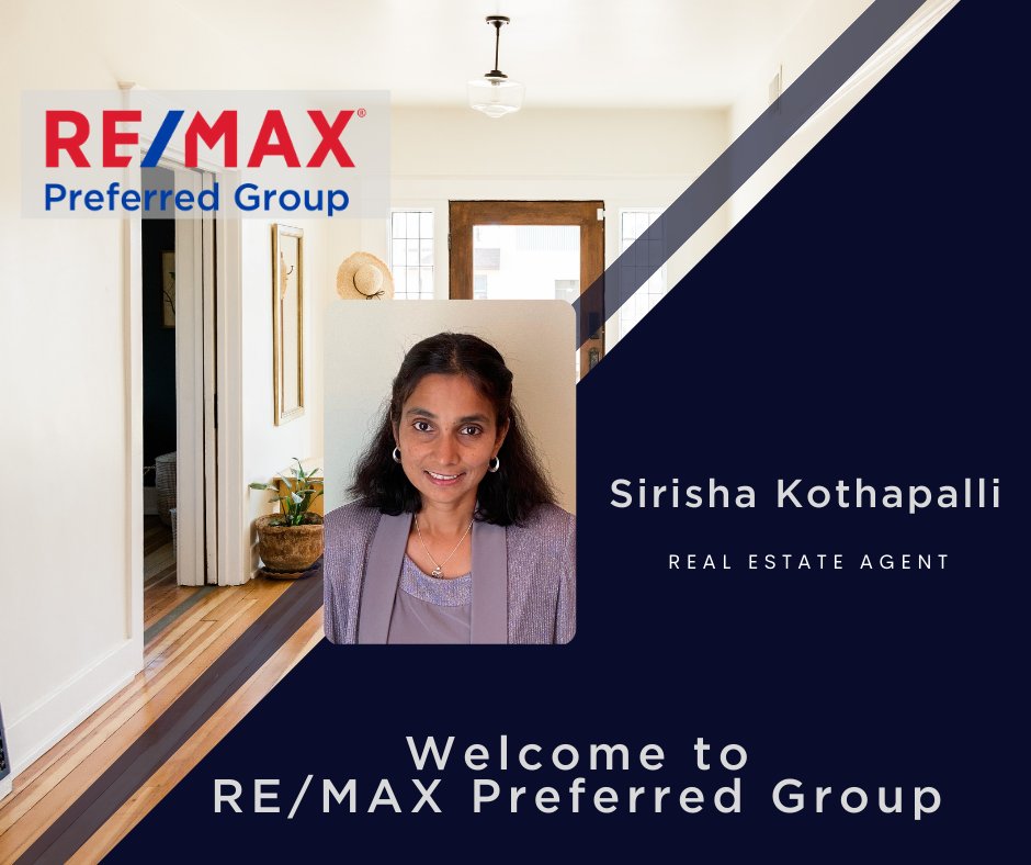 RPGRealEstate's tweet photo. Help us Welcome the newest agent to join to RE/MAX Preferred Group Sirisha Kothapalli. https://t.co/b3zwpCmPEU