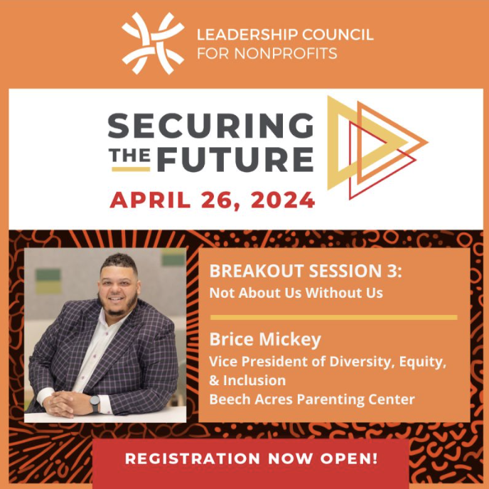 We're excited that Brice Mickey, our Vice President of Diversity, Equity, & Inclusion is leading a breakout session for Securing the Future on April 26. He will present 'Not About Us Without Us.' Register today ➡️ bit.ly/Secure2024

#SecuringTheFuture2024 #NonprofitLeaders