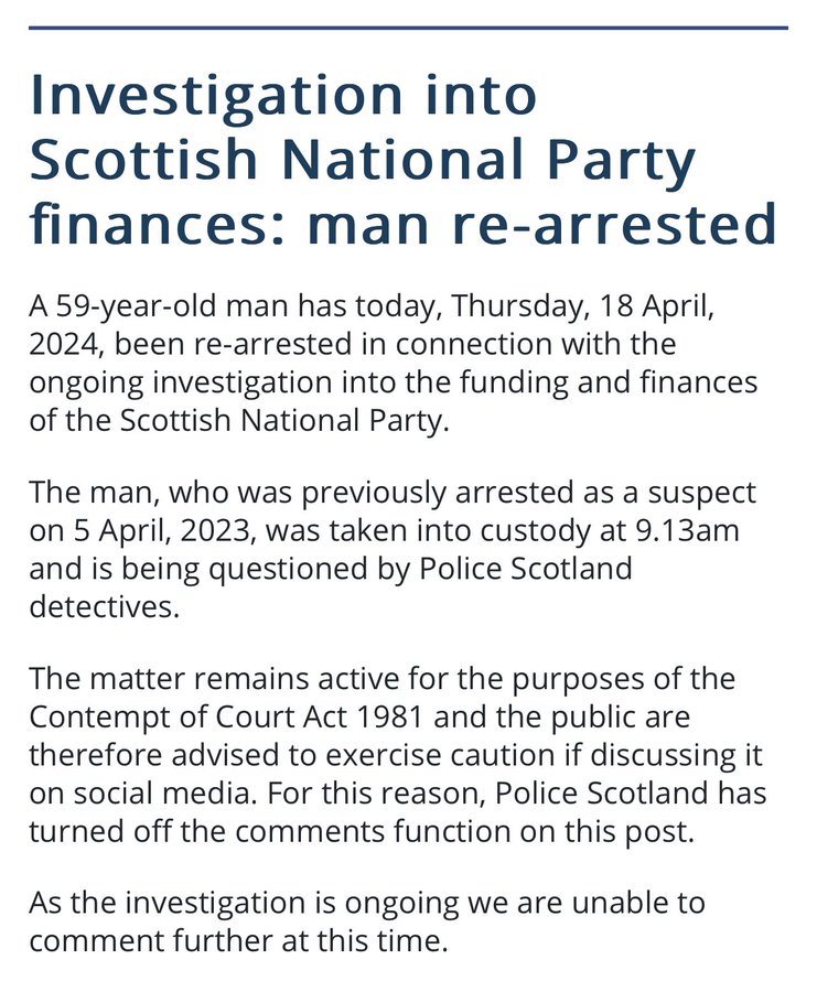 ⚡️Peter Murrell, Nicola Sturgeon's husband, re-arrested!