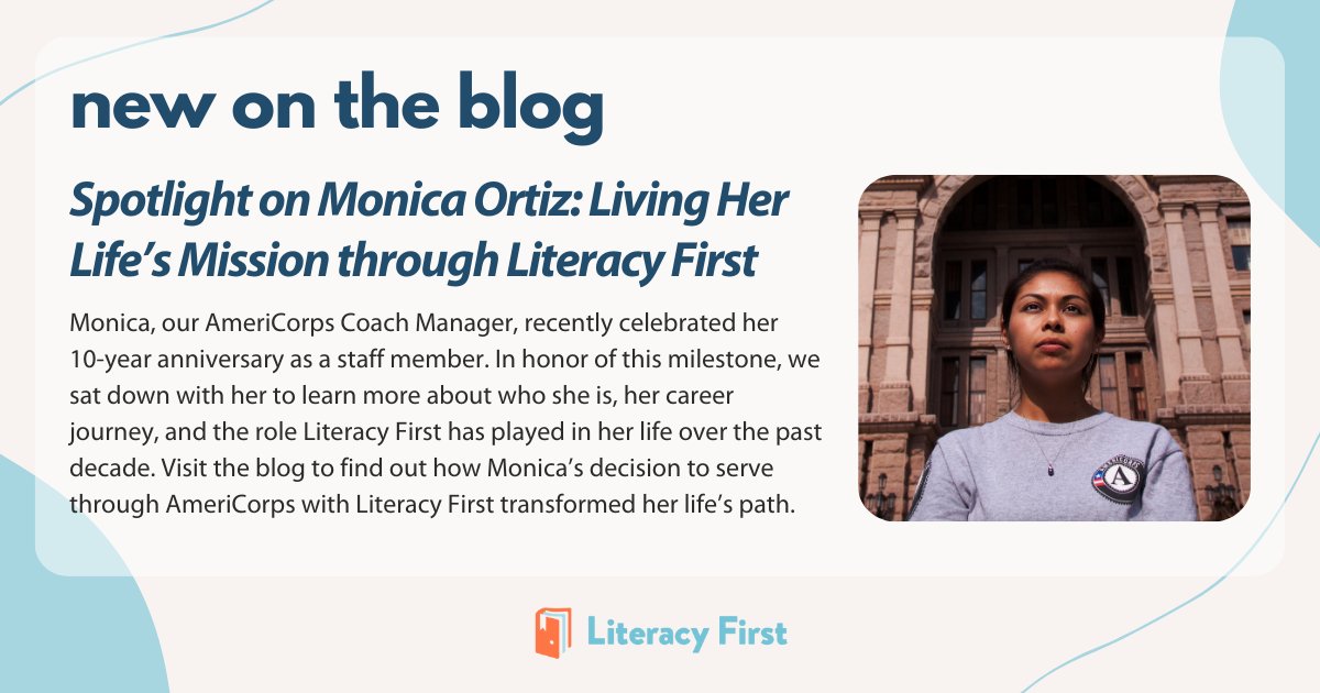 In honor of Monica's 10-year anniversary as a staff member, we sat down with her to learn more about who she is, her career journey, and the role Literacy First has played in her life over the past decade. Read more on the blog: ow.ly/RoV650Rja8Z

#LiteracyFirst #OnTheBlog