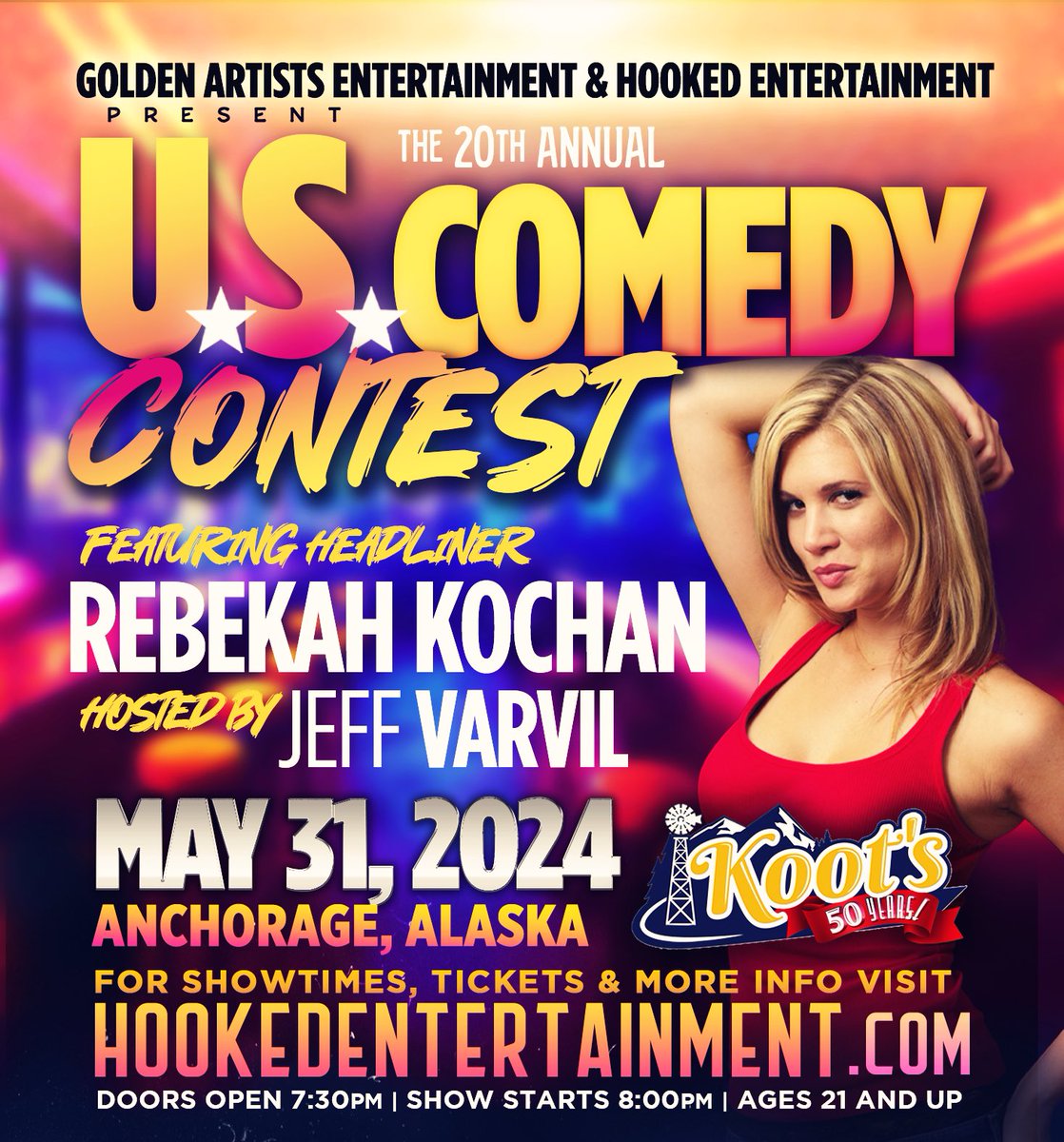 In May and June see my beautifully funny wife performing as part of the US comedy contest in Alaska!!! @RebekahKochan This year two of our preliminary rounds are being held in Alaska!! Alaska get your tickets now !!