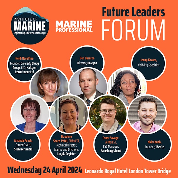 The <a href="/IMarEST/">IMarEST</a>  is hosting its first Future Leaders Forum, Wednesday 24th April 2024 at the Leonardo Royal Hotel London Tower Bridge, London, UK. 
Aimed at supporting early career professionals, places are free until Friday 19th April, so register now:
imarest.org/events/future-…