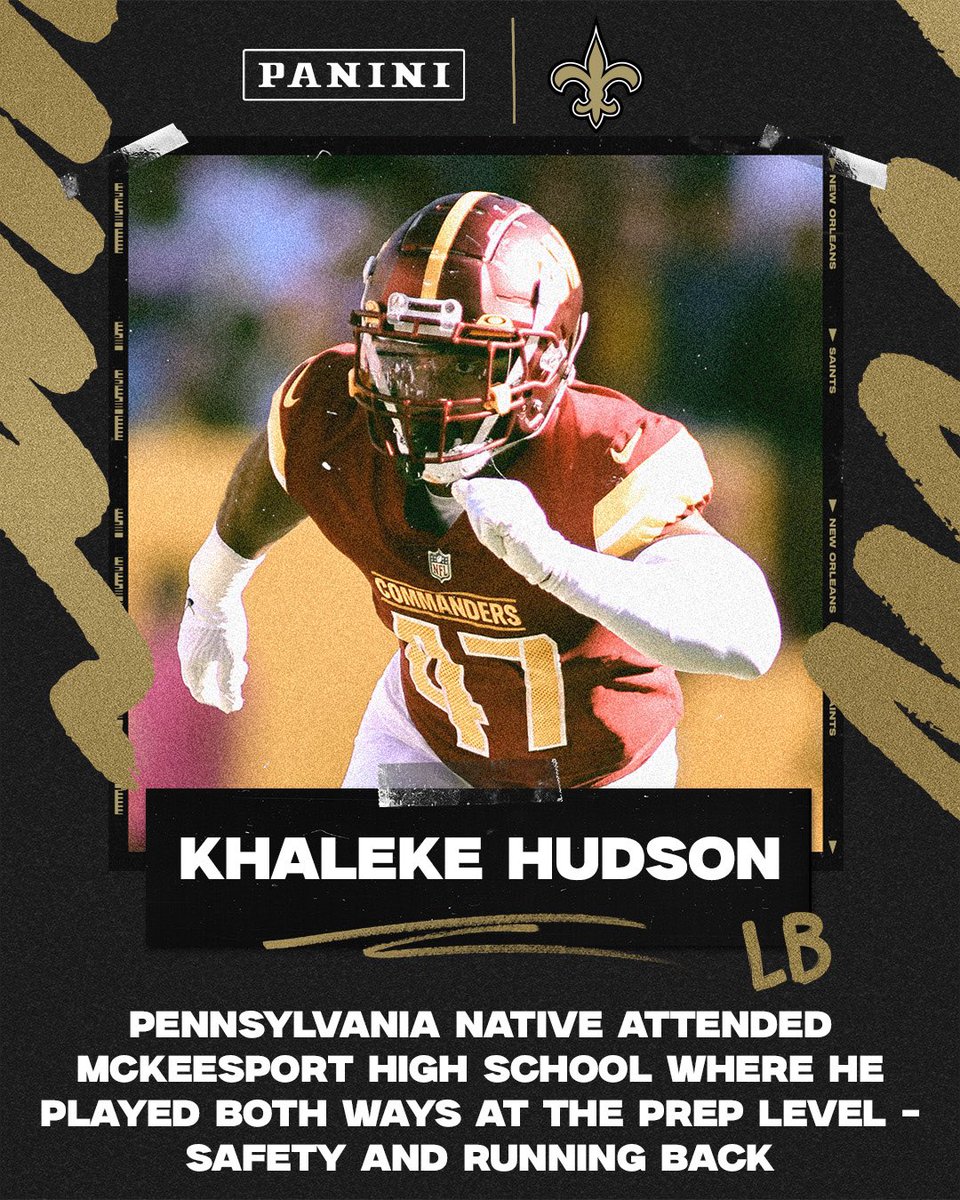 Get to know linebacker Khaleke Hudson 📲 neworlns.co/3Q4x3mv #Saints | @PaniniAmerica