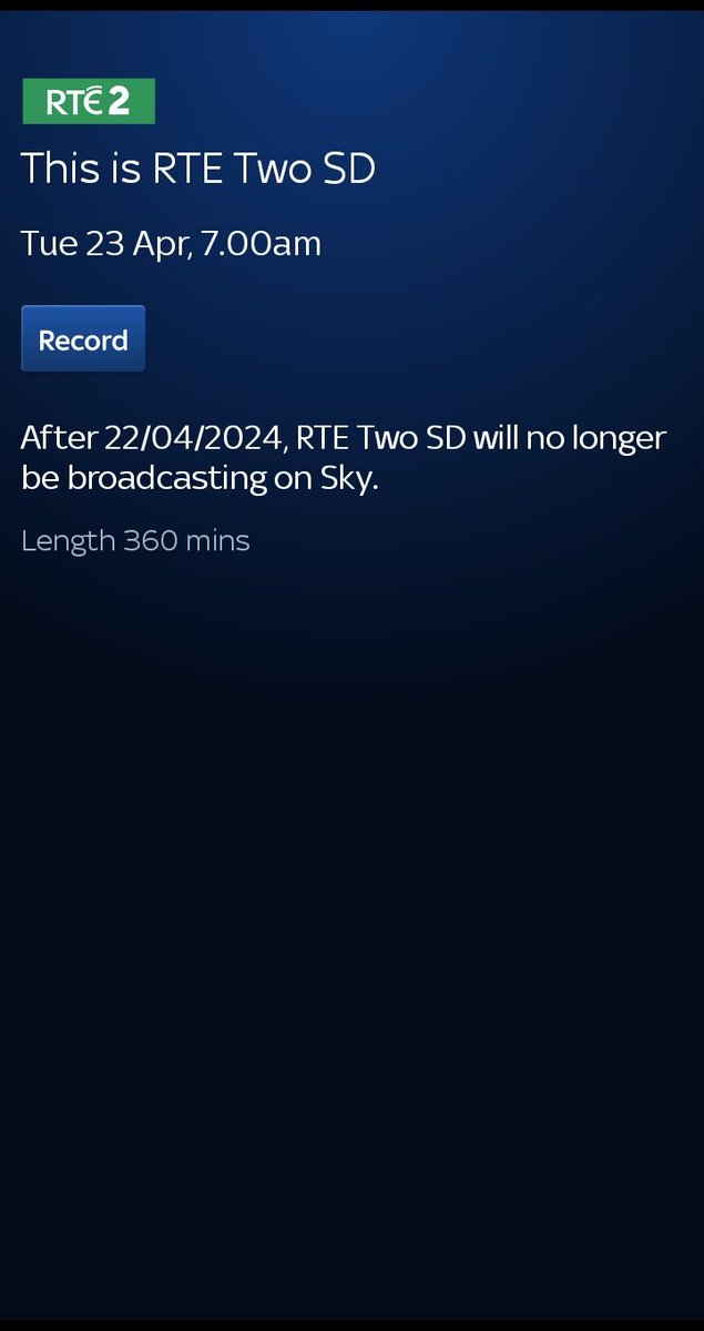 IvanOSullivan16's tweet photo. RTÉ2 SD Is Closing 22nd April 2024 https://t.co/w2vHYHVJZa