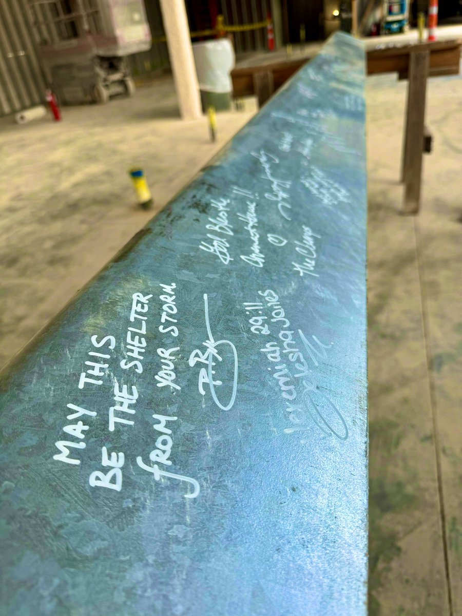 Special day as @CovenantHouseTX celebrates an important construction milestone with the 'Topping Out Ceremony' marking the placement of a final structural element. What a privilege to sign the beam. This new facility is more than a shelter, it is hope for our homeless youth.