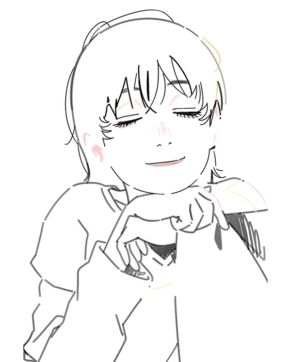 catsuka's tweet photo. Line drawing by @hugo213546879 for "Look Back" anime film. https://t.co/Sr5GYnXUgo