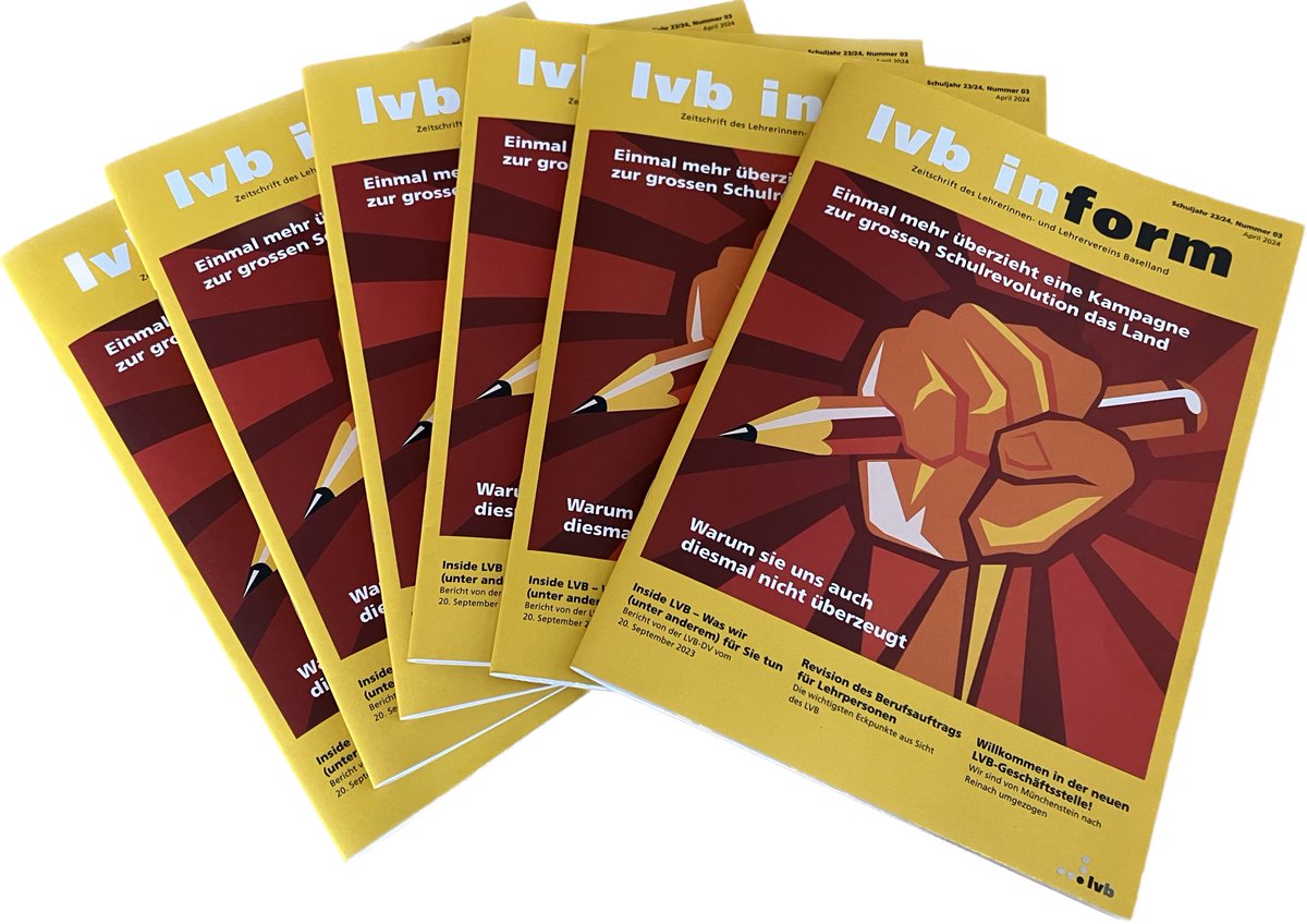 LoretzPhilipp's tweet photo. lvb inform - die vierteljährlich erscheinende Zeitschrift des Lehrerinnen- und Lehrervereins Baselland (LVB). Eigenständig, kritisch, fundiert. Von der Praxis für die Praxis - und alle Bildungsinteressierten.

https://t.co/7P65M8jKpU https://t.co/u7mUBo3iuv