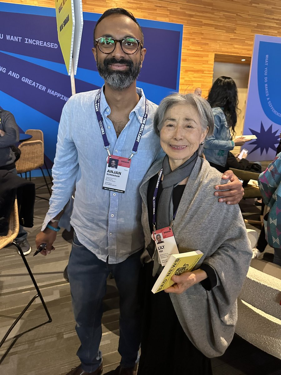 @anjansun and #lilyyeh after Anjan’s bracing #tedtalk about his work as a journalist covering #environmentaldefenders in #mexico. @TEDTalks #TED2024