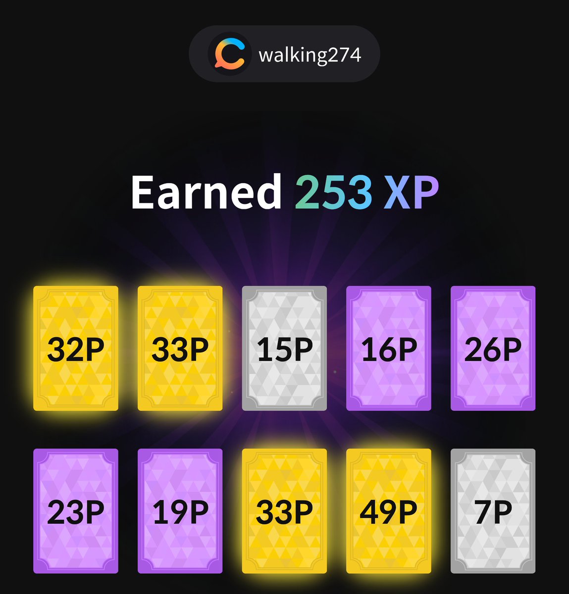 walking274 earned 253 XP with #XRAirdrop! #XREarlybirdAirdrop #XPCardPacks #XRADERS #XradersPoint #XR Join now ▶️ bit.ly/XPcardpack