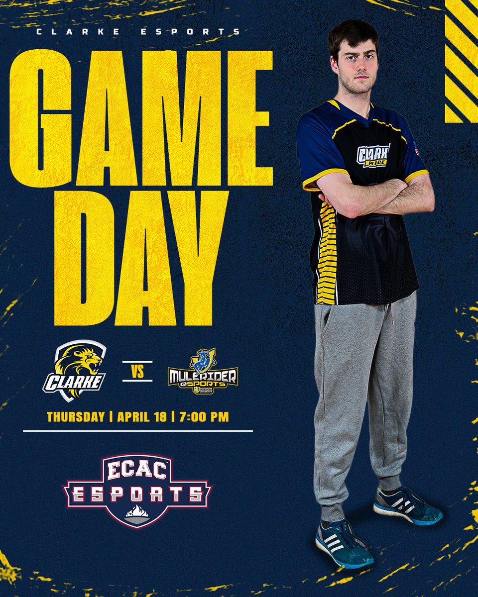 Clarke_Esports's tweet photo. We're nearing the end of the ECAC post-season with the Madden Semifinals tonight!
Navy π @MuleriderE
π 7:00PM CT
π @ECAC_Esports
#ClarkePride | #PrideNFL https://t.co/edEgM6rhgz