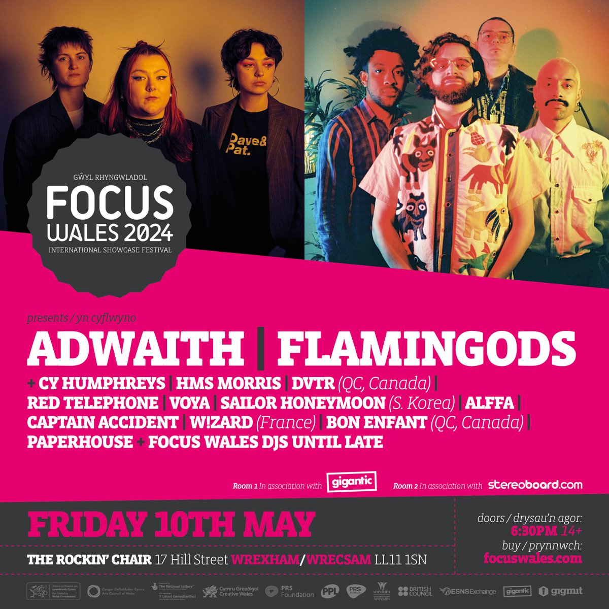 🎉 @adwaithmusic + @Flamingods at FOCUS Wales 2024 🎪 + @cyhumphreys @HMSMorris #DVTR @_RedTelephone_ #VOYA #SailorHoneymoon @alffa_band @CaptainAccident #WIZARDfrance #BonEnfant #PAPERHOUSE + DJs until late... 🪩 MAI 10 MAY #WREXHAM 🎫 focuswales.com