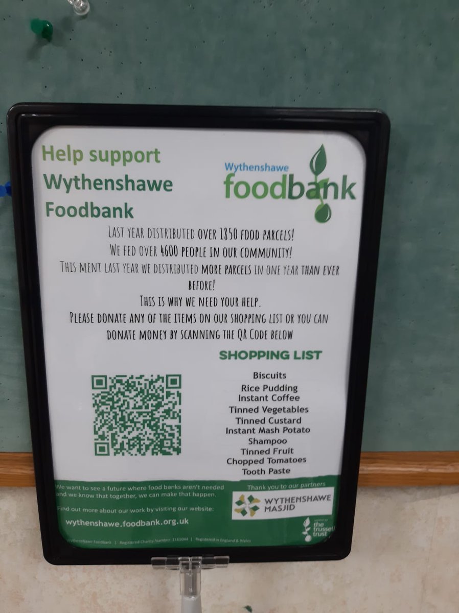 wythfoodbank's tweet photo. You can now donate to us at @WythMuslimAssoc in Northenden. 

A big thank you to them for partnering with us to help feed Wythenshawe. https://t.co/bMFnzDugZm