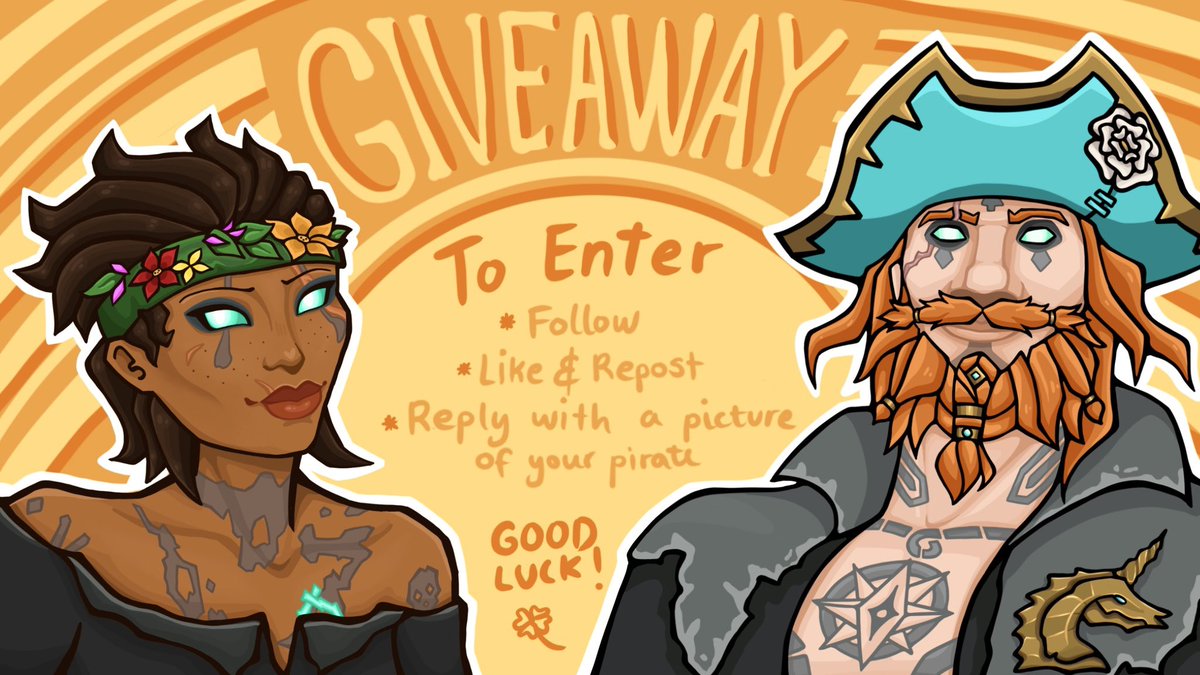 It’s that time again! 🎁

I’m giving away one portrait in the style shown below, and to enter you only need to:

- Be following me
- Like &amp; Repost this post
- Reply in the comments with a picture of your pirate

The winner will be chosen on the 29th of this month.

Good luck! 🍀