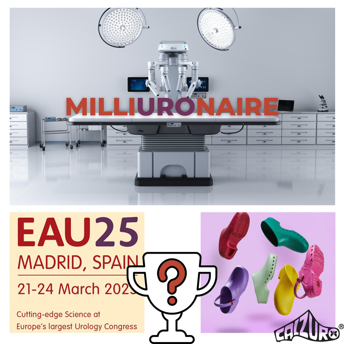 🏆 Think you've got what it takes to be a MilliURonaire? #ESRUday24 Join the ESRU.be quiz to win an EAU25 ticket, a €60 Calzuro shopping spree & a secret prize! Sharpen your minds & be ready to conquer the urology 🍆 challenge! #UrologyQuiz #WinBig #residents