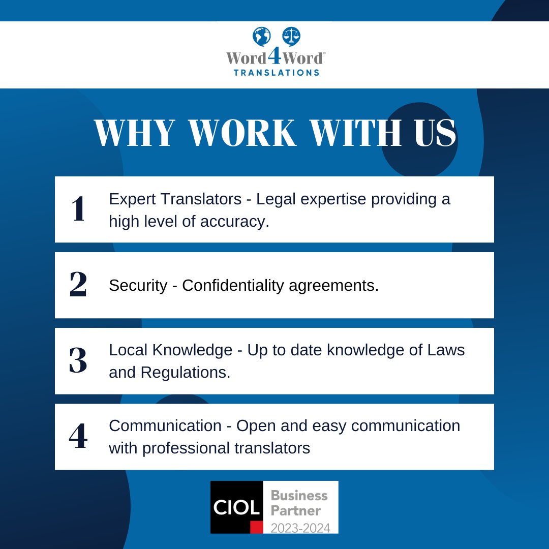 Working with us makes your court case easy. Choose Word4Word Legal Translation Services for your Translation needs.

#solicitors #solicitorsuk #lawyers