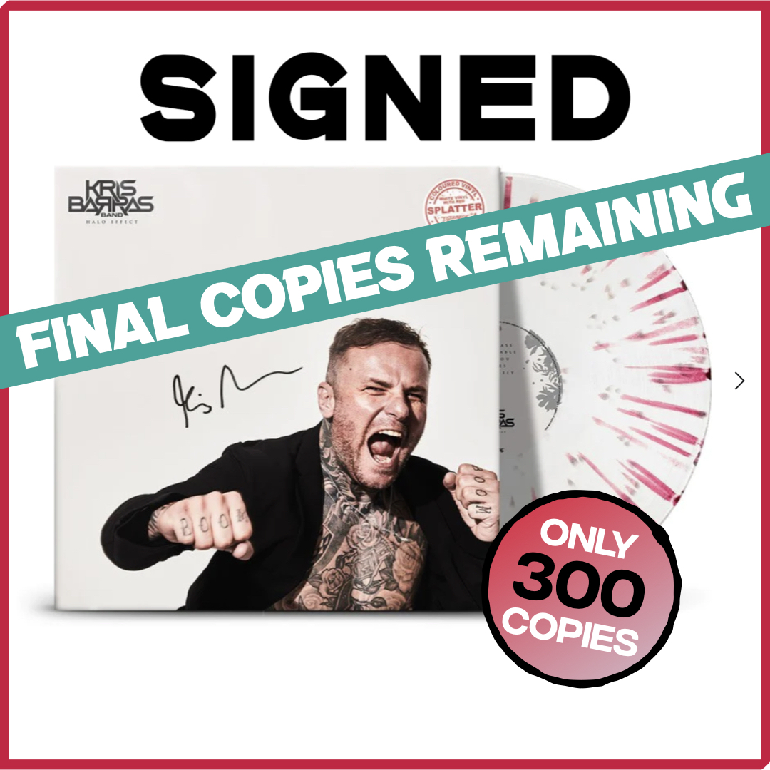 Want to give @KrisBarrasBand their first ever UK Top 10 album tomorrow AND get your hands on this special edition signed splatter vinyl with alt artwork? 🤔 Say no more! Grab one of the final copies of 'Halo Effect' on signed splatter vinyl at earache.com/krisbarrasband now 🏃