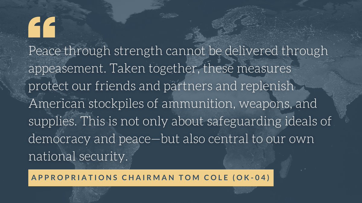 🎙️@HouseAppropsGOP Chairman Tom Cole: Peace through strength cannot be delivered through appeasement.