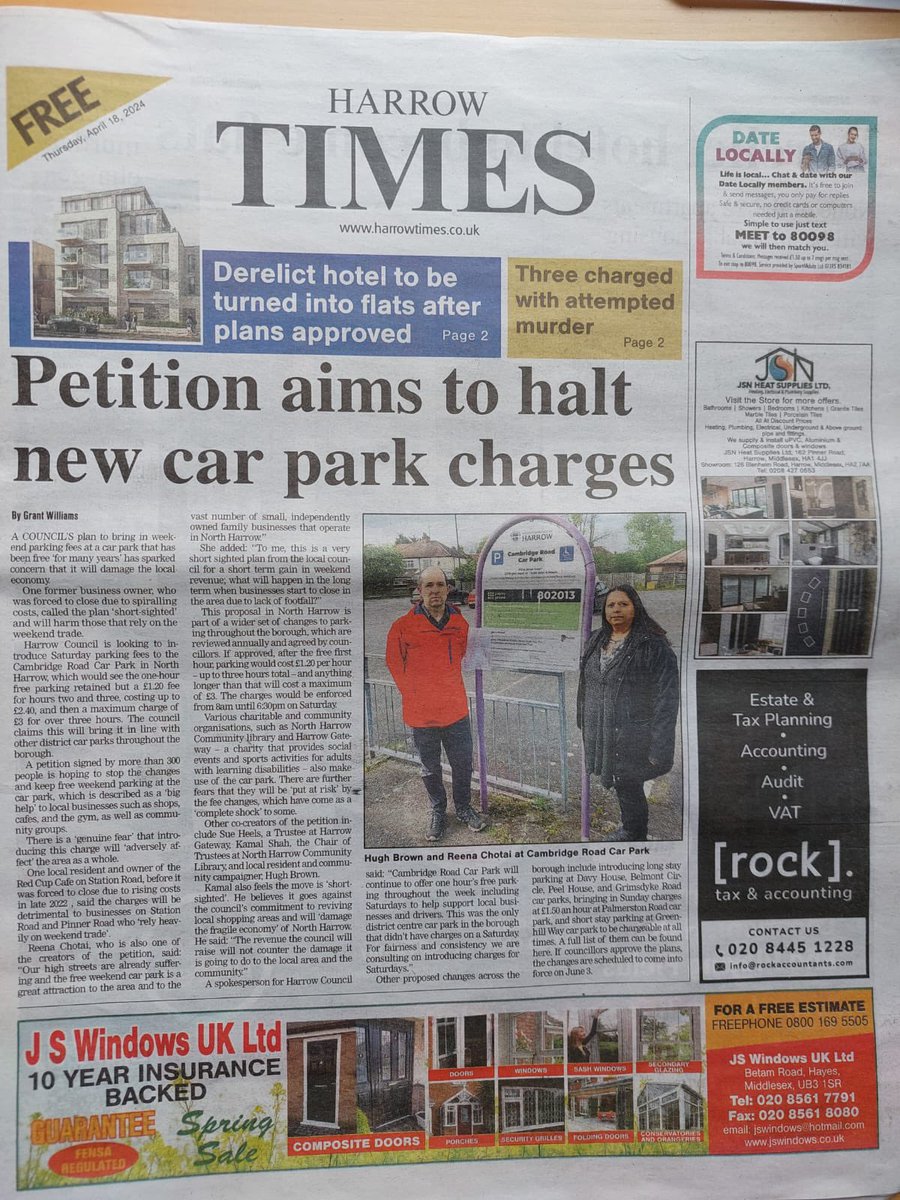 Our petition has made it to the front page of @HarrowTimes newspaper 📰! There’s still time to sign and show your support: chng.it/NxJvqjM6WG #NorthHarrow @hughjbrown @Nharrowlibrary @GarethThomasMP
