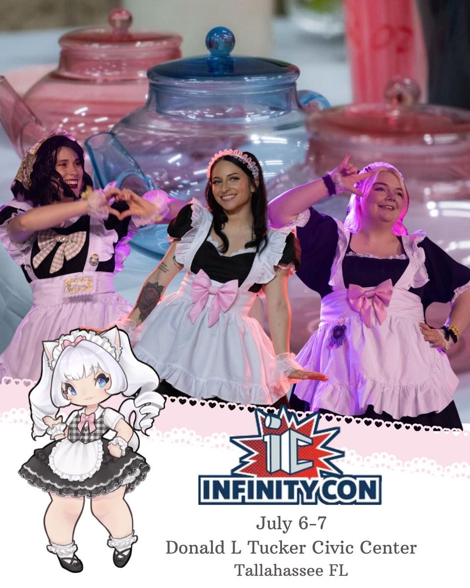 HeartstringsMC's tweet photo. Masters, princesses, were coming to
@infinityconFL this summer! Our third year at Infinitycon, and we’re going to be bringing some special surprises straight to you as we prepare. Are you excited? 🥳
.
.
 #infinitycon #infinitycon2024 #maidcafe #maidsama #heartstringsmaidcafe https://t.co/k2xBhoi6wH