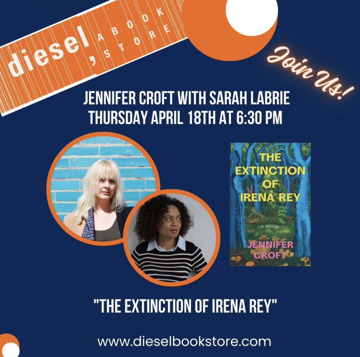 Today!! @Sarah_LaBrie and me and of course Irena Rey! Come one come all! 6:30 pm, @DIESELBrentwood.