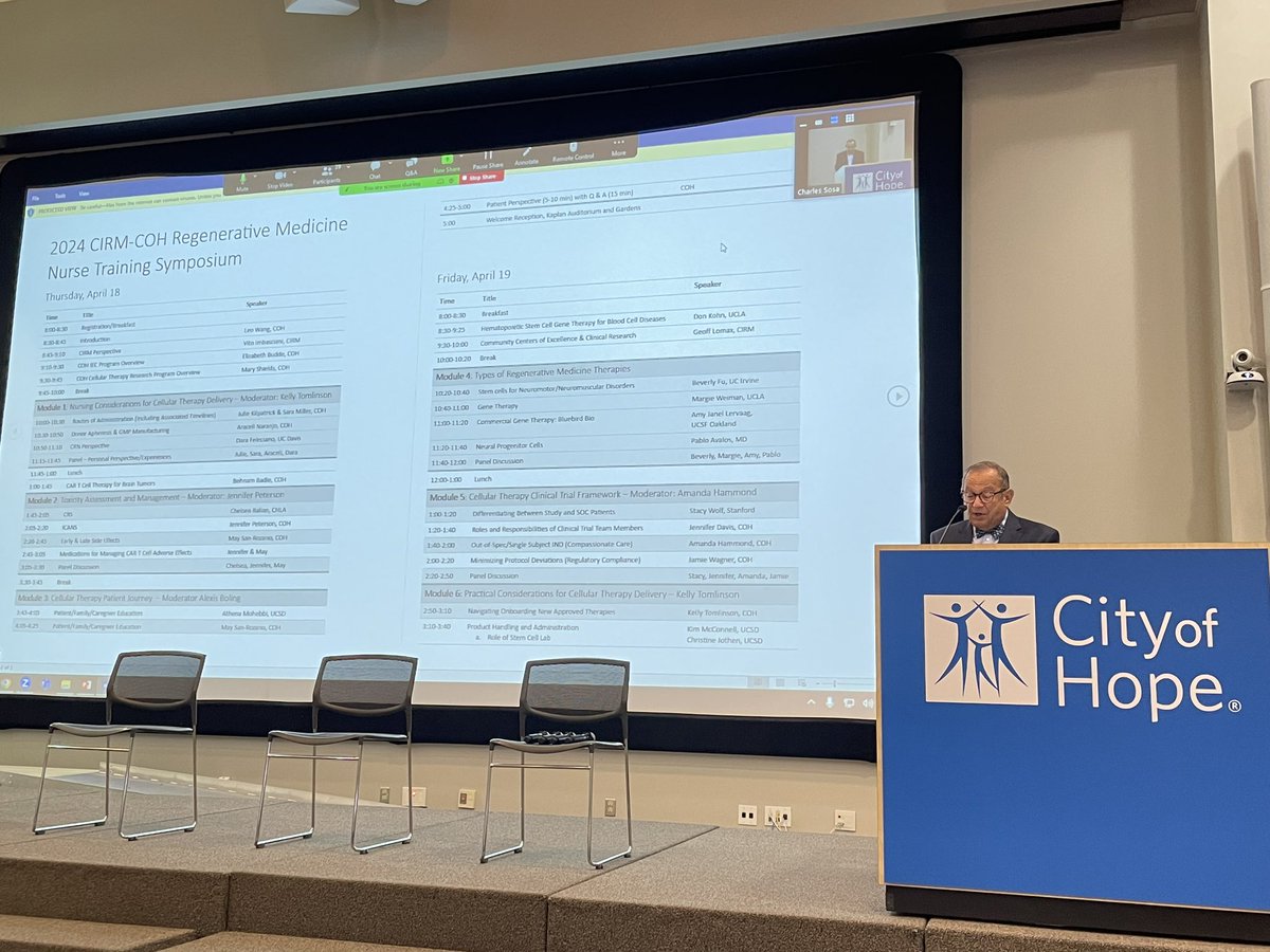 Dr. Vito Imbasciani from @CIRMnews is delivering great speech on the history and mission of CIRM. I am thankful that CIRM continues to show strong commitment to our research, training and expanding the availability of innovative treatments, “tomorrow’s treatment” to all.