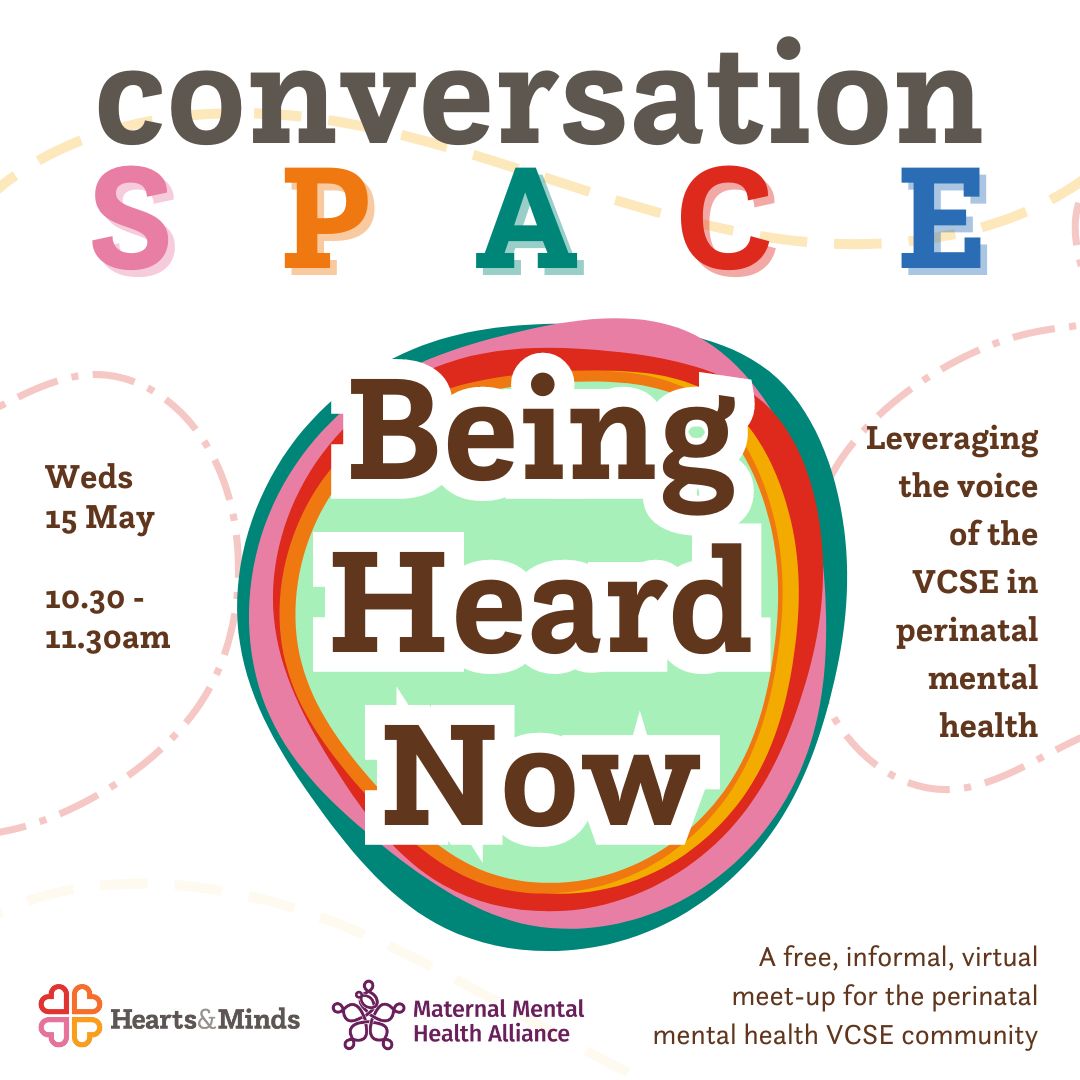 We're pleased to be running this month's FREE #ConversationSpace alongside @MMHAlliance - looking at how we can leverage the voice of the #VCSE in #PMH, especially with the launch of the new #AMVToolkit. Book your space for Weds 15th May at: eventbrite.co.uk/e/conversation…