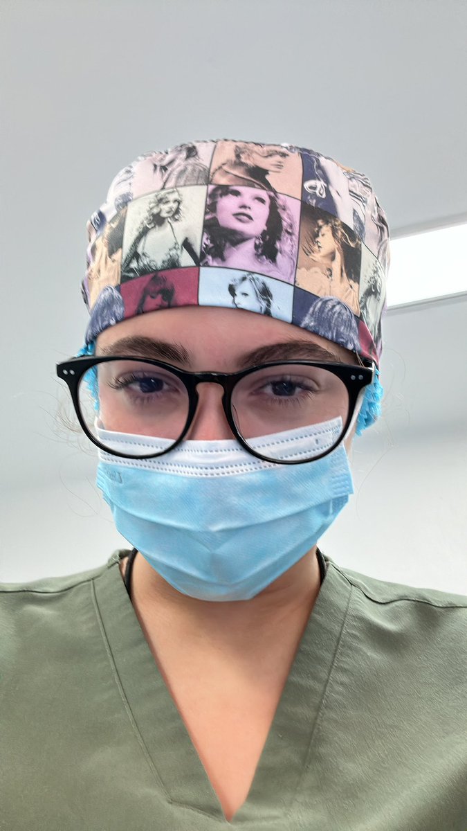 been in surgery all day, look at my scrub cap
