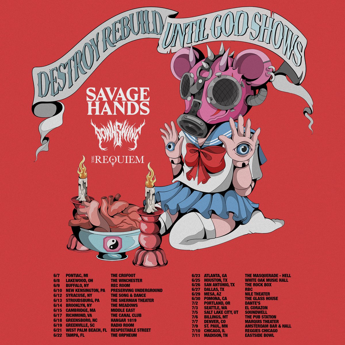 We are very excited to announce we’ll be hitting the road this summer supporting @destroyrebuildt alongside @SavageHandsMD and @downswingstyle Tickets available now at Sound Rink General sale available Friday at 10 am local Don’t miss this one