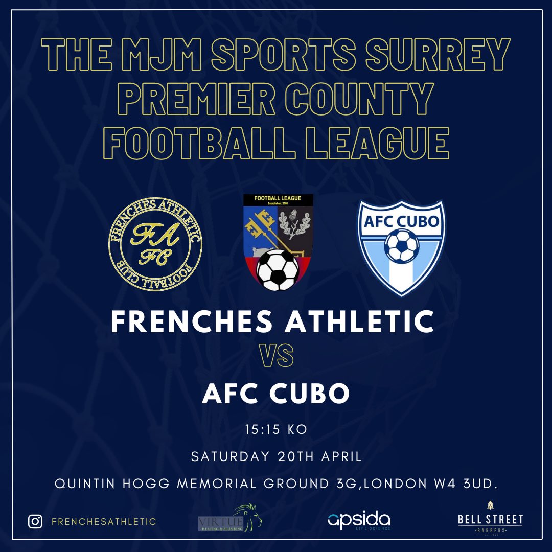 NEXT UP 🔌 

🗓️ Saturday 20th April 
🏆 The @mjmsports1 Surrey Premier County Football League
🆚 @AFCCubo 
🏟️ Quintin Hogg Memorial, 3G
📍 W4 3UD
🕰️ 15:15 KO
🎥 Live with VEO

All support welcome! 🔊 

UTF 🇫🇷 

🟦🟥🟦🟥

#allezlesbleus