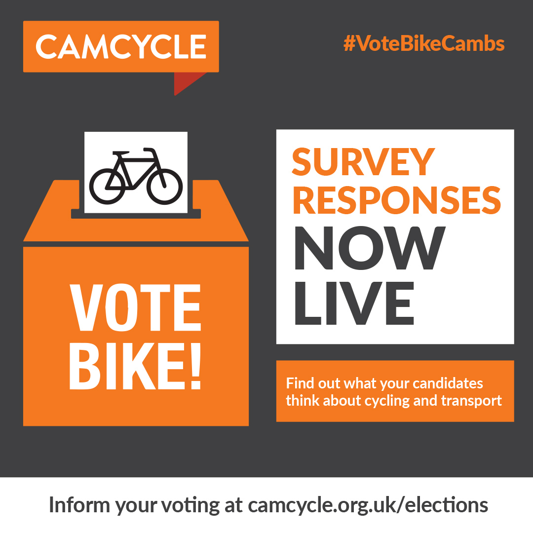 Our 2024 election survey is now LIVE! See what your candidates are saying about cycling &amp; transport issues. 

We're particularly pleased to have a full set of responses from the PCC candidates on topics including speeding, cycle theft &amp; illegal e-bikes.

camcycle.org.uk/elections