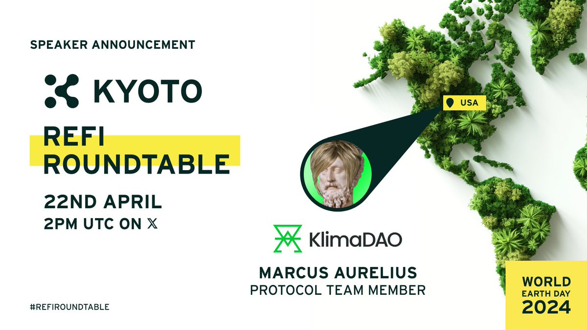 🚨FINAL SPEAKER ANNOUNCED!🚨 🌱Completing the line-up for the $KYOTO #ReFiRoundtable is @KlimaDAO’s @0xKlimaurelius 🎉 🌐KlimaDAO addresses the coordination failure that has held back the global scale-up of climate finance🌳 Don’t miss it👇 x.com/i/spaces/1dxxy… #Refi