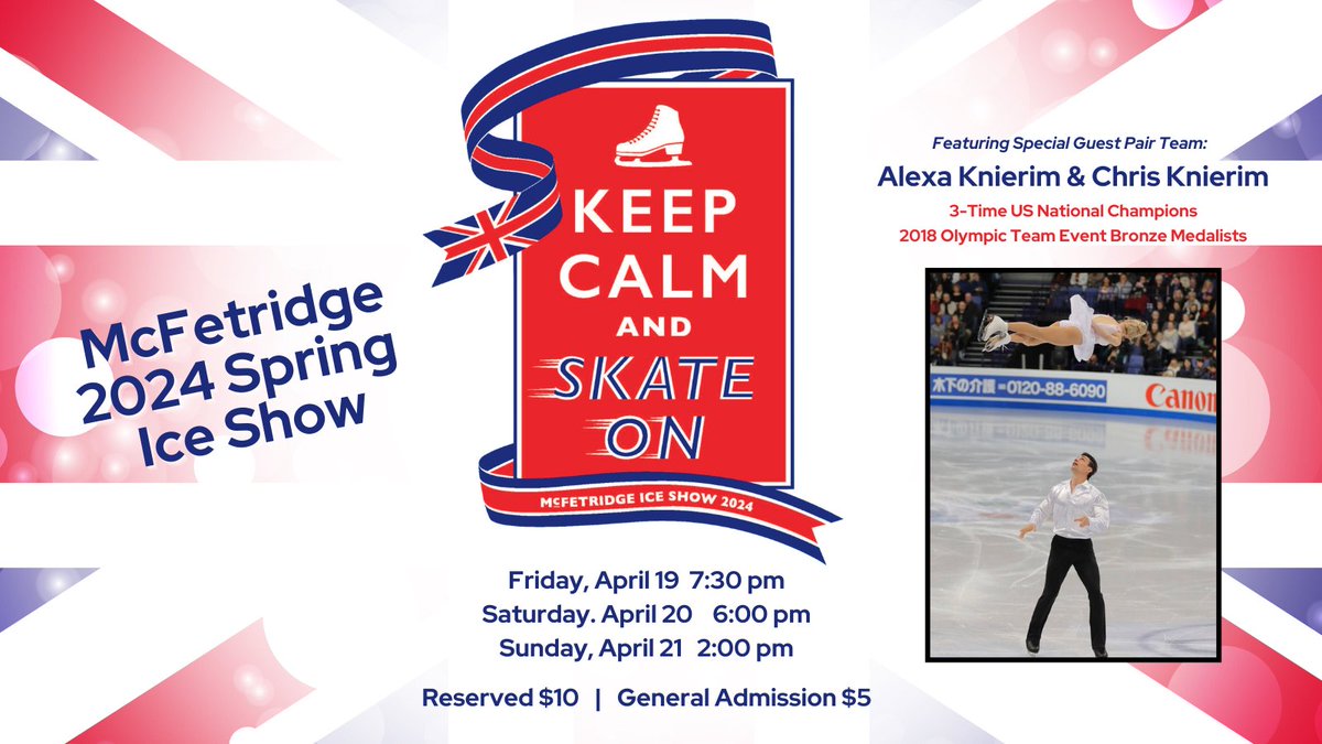 We're so excited for our ice show this weekend! ⛸️ Join us during one of the following showtimes: Friday, April 19: 7:30PM Saturday, April 20: 6:00PM Sunday, April 21: 2:00PM 🎟️ Purchase your tickets in advance here: search.seatyourself.biz/webstore/accou…