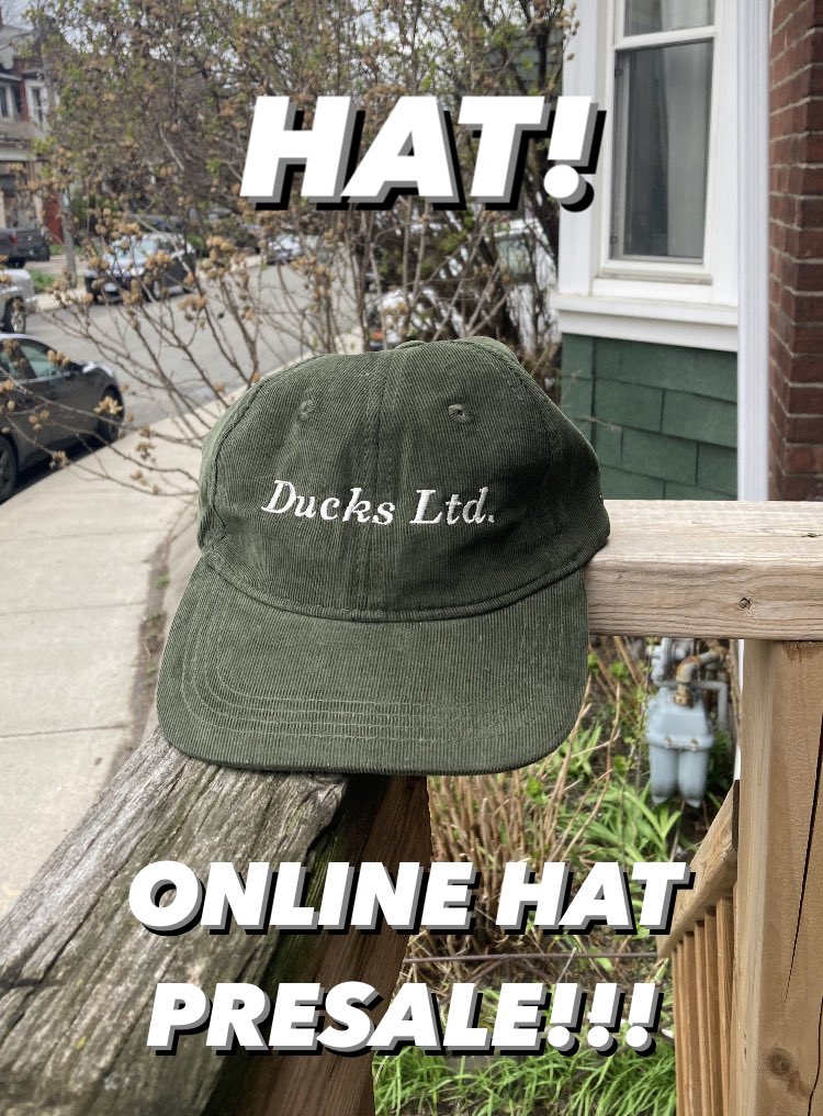 Hat! The iconic Ducks hat! Available online until Monday! Will ship in May. US & Canada only, but we will have them on the UK/EU tour next month. Not sure when these will be online again! Buy em here: ducksltdband.bandcamp.com/merch/hat