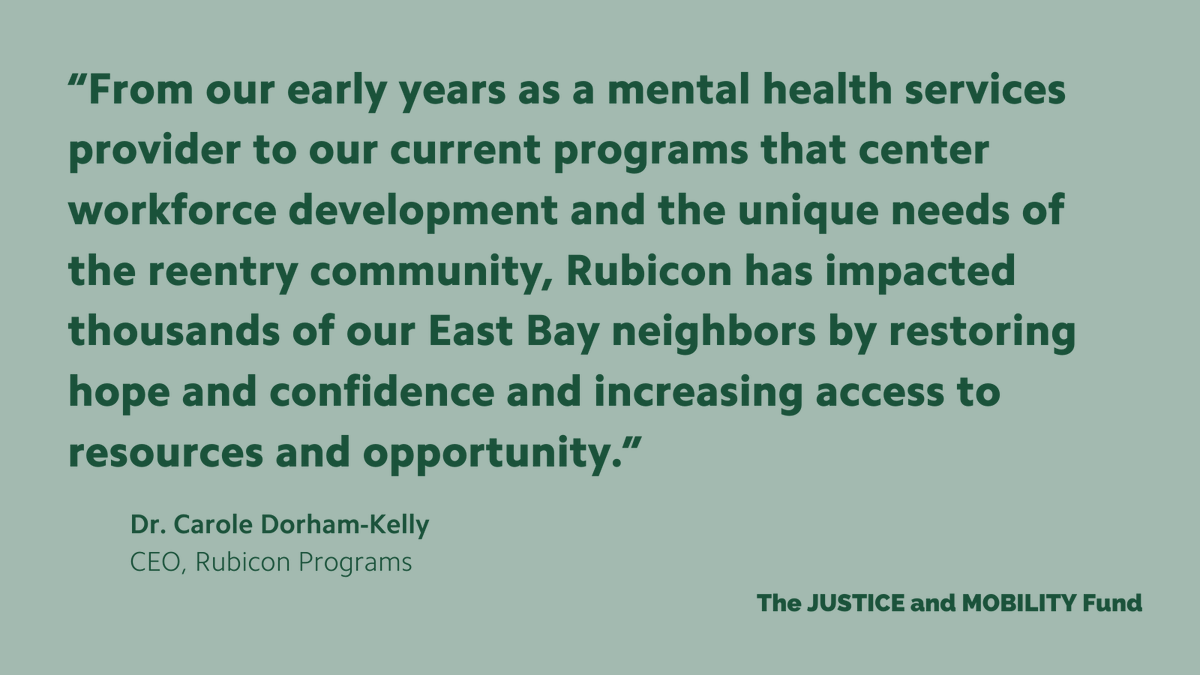 #SecondChanceMonth is part of an effort to ensure everyone has a #fairchance. With #JusticeAndMobility support @RubiconPrograms is positioned to be a thought-leader on public systems transformation in East Bay CA to better serve justice-impacted people. bluemeridian.org/funds/the-just…