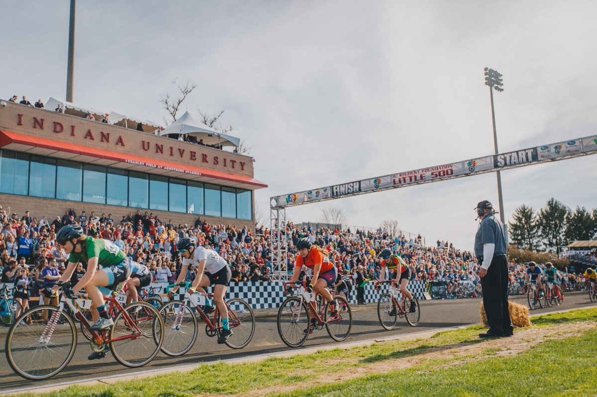 Little 500 starts tomorrow! 🤯 The women's race is on Friday at 4:00 and the men's race is on Saturday at 2:00. Will you be there? 🚴‍♂️ 📷: IU Student Foundation