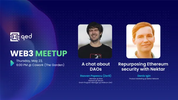 Web3 Timisoara is back with an IRL Meet-Up!

📅 Save the Date: May 23rd, 6:00 PM at Cowork The Garden.

🔍 Join us to explore Ethereum security and its potential in powering distributed systems, plus a deep dive into DAOs.