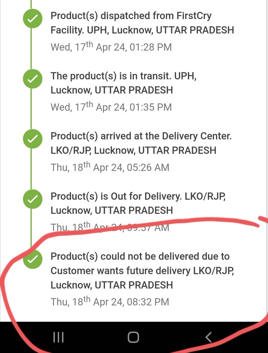 M_Garima28's tweet photo. @XpressBees_IN @firstcryindia I want to know why wrong"delivery attempt"update has been shown while I was awaiting my order?the rider gave wrong remark(without my knowledge)&amp; didn't attempt delivery saying it wasn't his deliveryarea.Pls take action against him(+917991728407) https://t.co/p0Fbo60jis