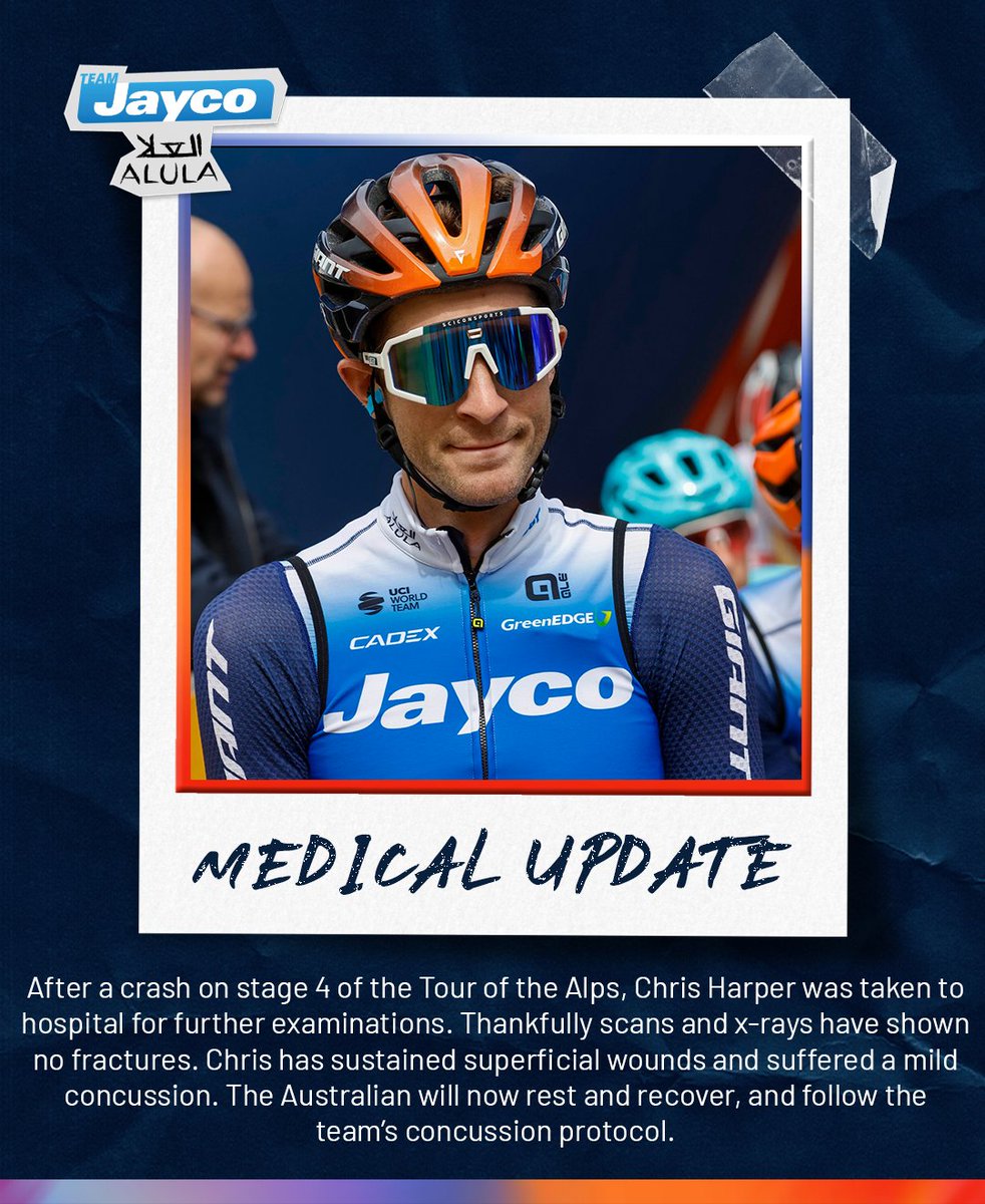 🏥 MEDICAL UPDATE An update on Chris Harper following his crash on #TotA stage 4 ⤵️ Get well soon, Harps!