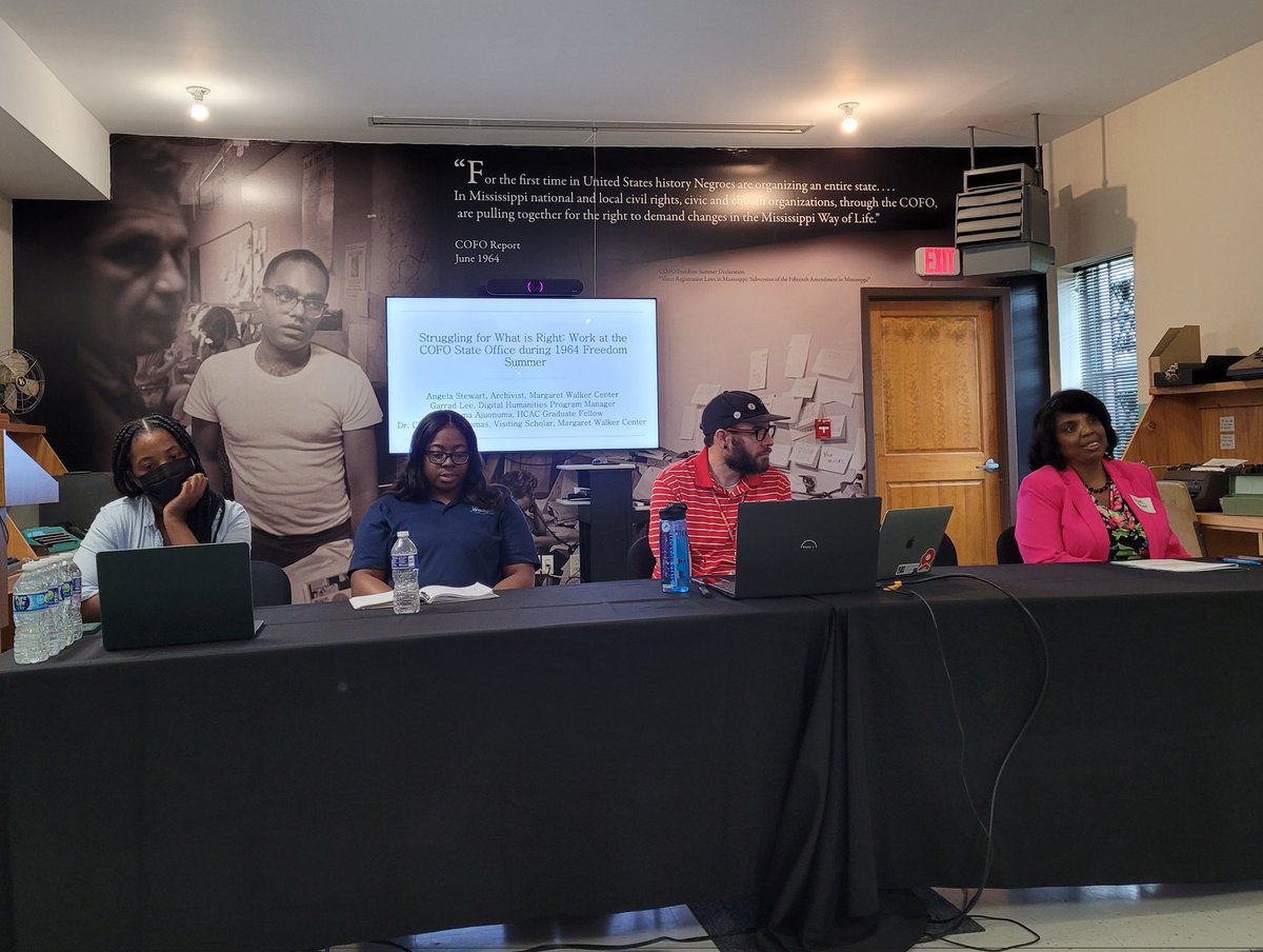 Annual meeting session 2: "Struggling for What is Right: Work at the COFO State Office During 1964 Freedom Summer," with Angela Stewart, Garrad Lee, Chioma Ajuonuma, and Dr. Christina Thomas