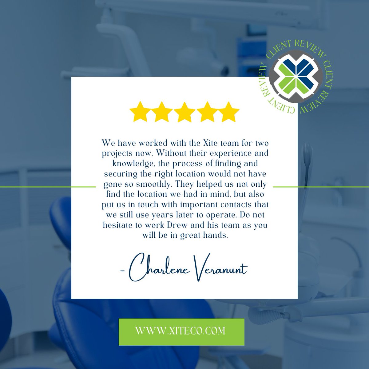 Thank you, Dr. Veranunt, for the kind words. 

What can Xite do for you? ow.ly/LxoF50Rjcxj

#dentalclinics #dentalstartups #healthcarerealestate #testimonials #clientreviews #happyclients #lovewhatyoudo