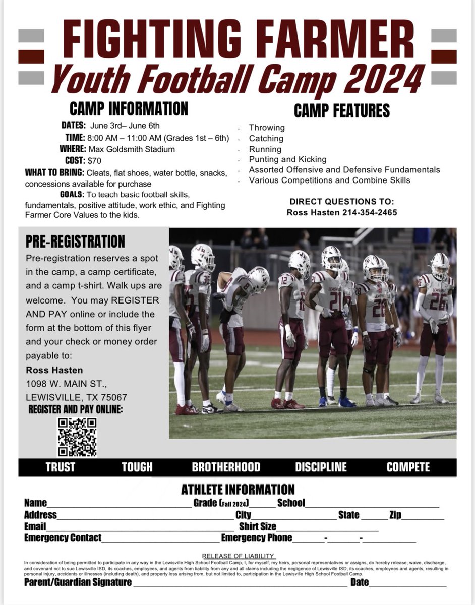 Ross Hasten (@rhasten5) on Twitter photo Get signed up today for Farmer football camp! Join us for 4 days of football specific drills and fun. <a href="/DeganElementary/">Degan Elementary</a> <a href="/WilsonLashundra/">LaShundra A. Wilson</a> <a href="/ValleyRidgeES/">LISD STEM Academy @ Valley Ridge</a> <a href="/Central_ES/">Central Elementary</a> <a href="/LewisvilleES/">Lewisville ES</a> <a href="/ParkwayES/">Parkway Elementary</a> <a href="/LakelandES/">Lakeland Elementary</a> <a href="/CreeksideCubs/">CreeksideCubs</a> <a href="/RockbrookES/">Rockbrook Elementary School</a> <a href="/SouthridgeES/">Southridge ES</a> <a href="/MillStreetES/">Mill Street Elementary</a> <a href="/VickeryES/">Vickery Elementary</a> Get signed up today for Farmer football camp! Join us for 4 days of football specific drills and fun. <a href="/DeganElementary/">Degan Elementary</a> <a href="/WilsonLashundra/">LaShundra A. Wilson</a> <a href="/ValleyRidgeES/">LISD STEM Academy @ Valley Ridge</a> <a href="/Central_ES/">Central Elementary</a> <a href="/LewisvilleES/">Lewisville ES</a> <a href="/ParkwayES/">Parkway Elementary</a> <a href="/LakelandES/">Lakeland Elementary</a> <a href="/CreeksideCubs/">CreeksideCubs</a> <a href="/RockbrookES/">Rockbrook Elementary School</a> <a href="/SouthridgeES/">Southridge ES</a> <a href="/MillStreetES/">Mill Street Elementary</a> <a href="/VickeryES/">Vickery Elementary</a>
