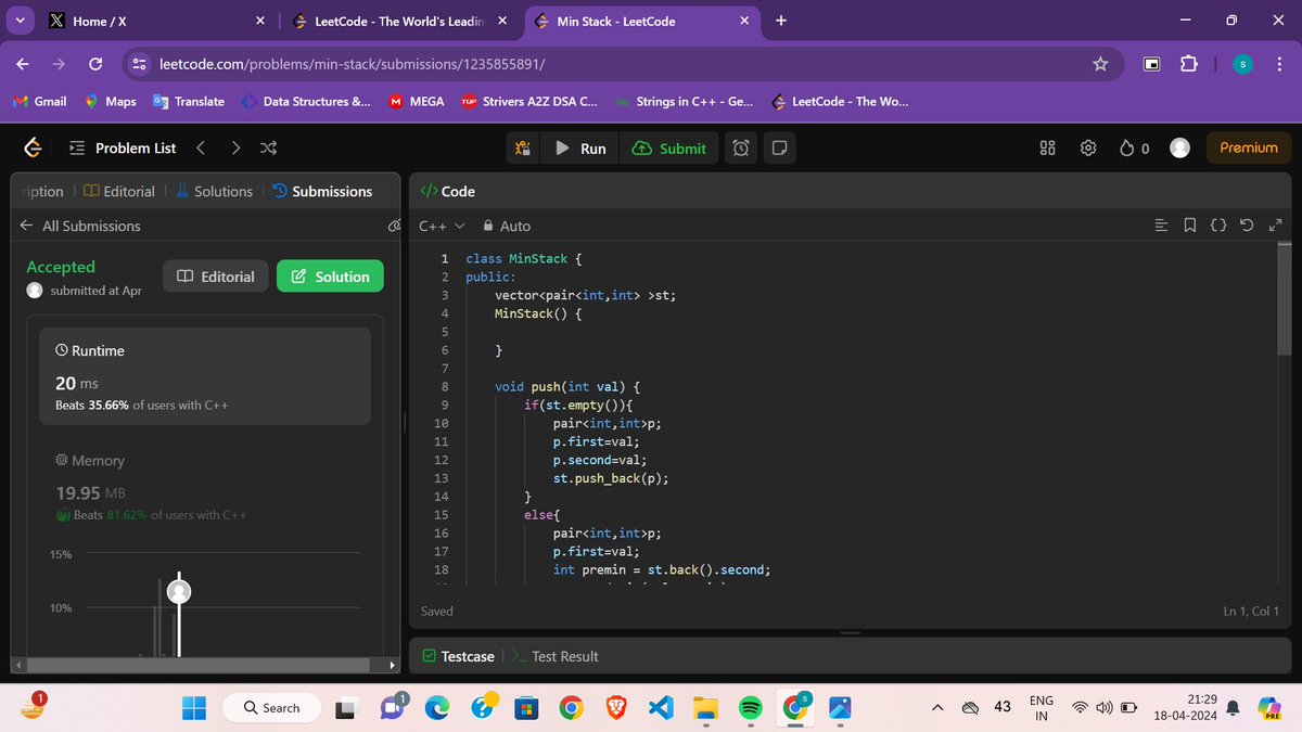 🚀 Day 1 of #100DaysOfCode! Today, solved two Leet Code stack questions! 1)Min Stack 2)Remove All Adjacent Duplicates In String Feeling pumped and ready to keep pushing forward. Let's crush those coding challenges together! 💪💻 #CodingJourney #LeetCode #CodeGoals