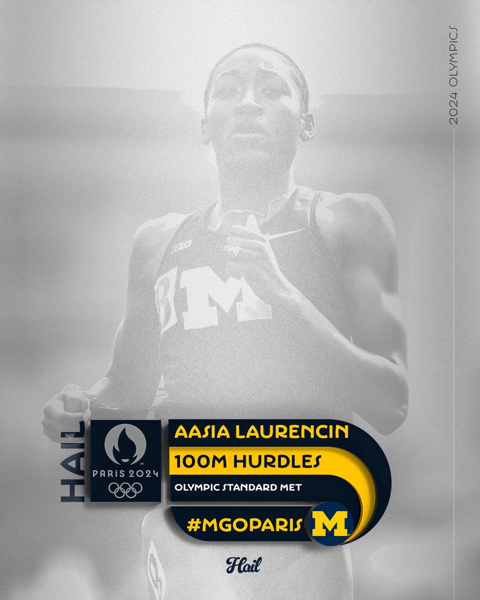 𝗢𝗟𝗬𝗠𝗣𝗜𝗖 𝗦𝗧𝗔𝗡𝗗𝗔𝗥𝗗 𝗠𝗘𝗧

With a PR of 12.72, <a href="/AasiaL1/">Aasia Laurencin🤍</a> has met the 2024 Olympic Standard for the 100m Hurdles! #MGoParis