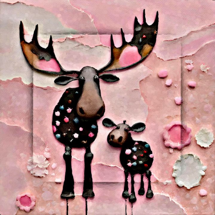 Art of the Day: 'Sweet Mama Moose and Her Baby'. Buy at: ArtPal.com/LauriesArt111?…
