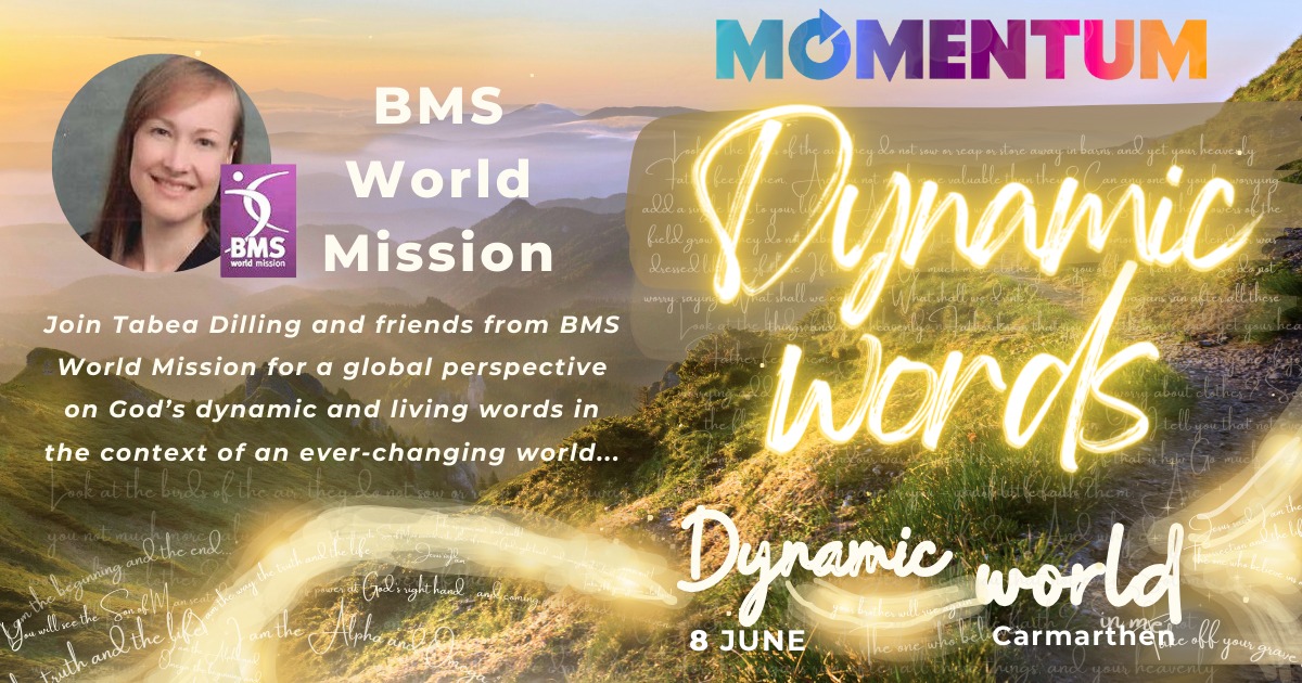 Momentum is the annual English language conference for Welsh Baptists, and on 8 June 2024 our very own Tabea Dilling will be joining Andrew Ollerton and other contributors to explore God's living word in the context of an ever-changing world. buw.wales/momentum-2024/