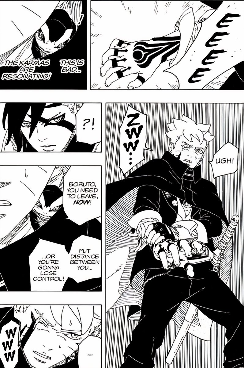 Boruto not being able to control his karma has to be because of Momoshiki 👀! He's coming…maybe next chapter.