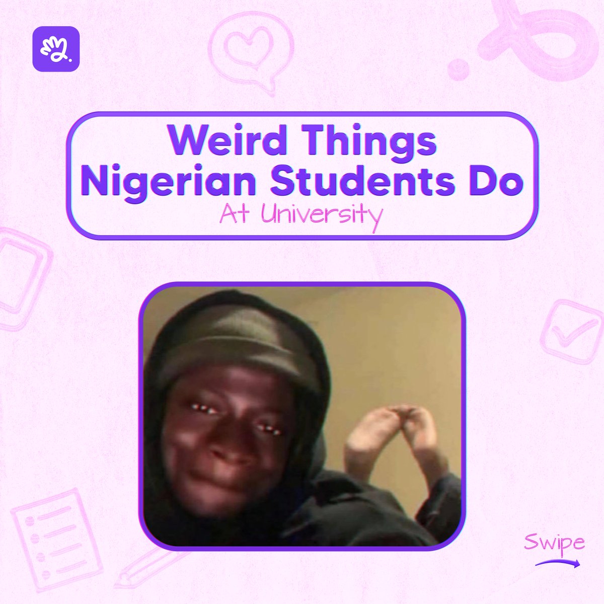 Poppinverse's tweet photo. Chasing a university degree in Nigeria can be extreme sports; maybe that’s why Nigerian university students do the most.

Here are the weirdest things students do in Nigerian universities.😂

Which can you relate to?
#schoolthots #UniversityChallenge #GamingCommunity #Memes https://t.co/pVHNFPWOJJ