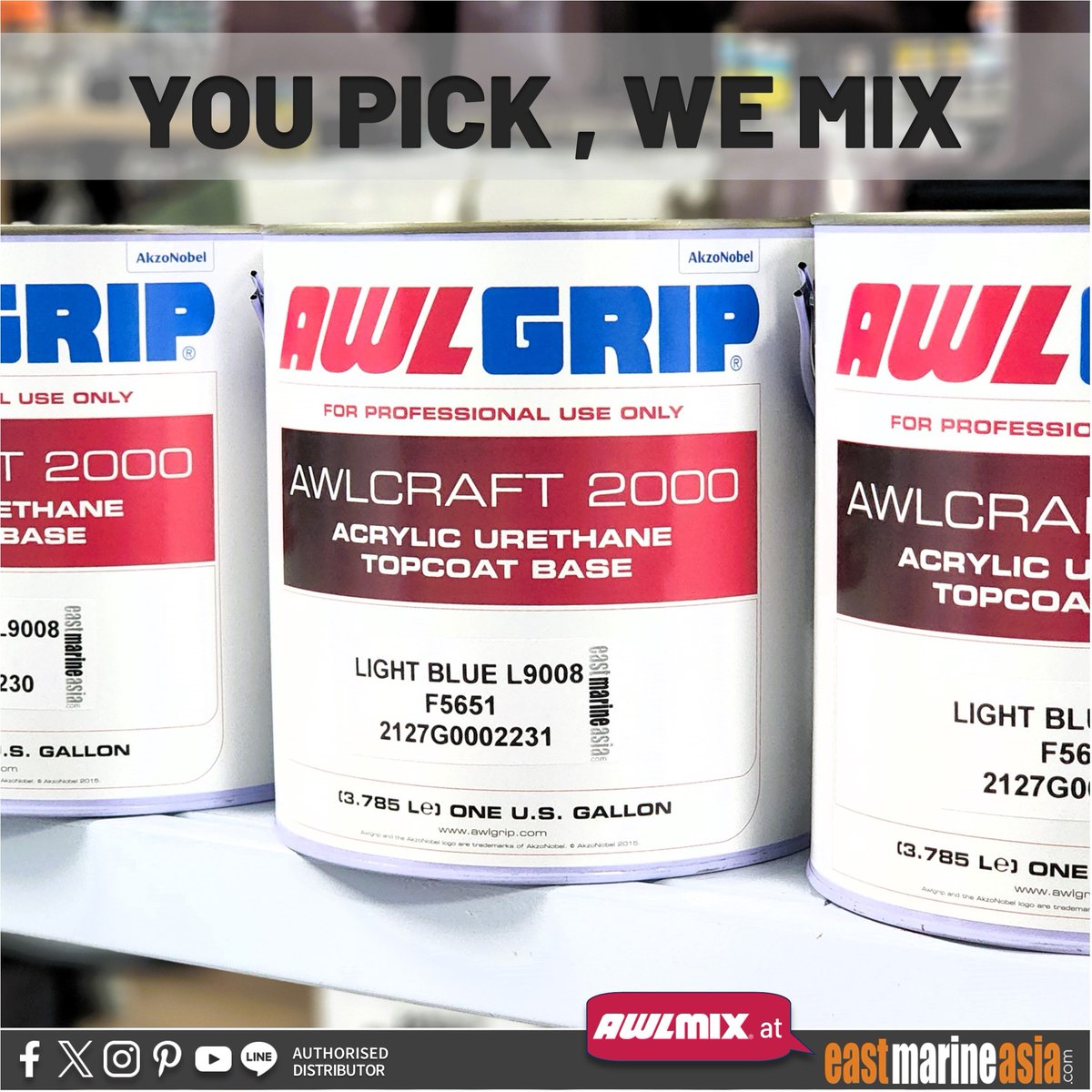 eastmarineasia's tweet photo. 👉 YOU PICK - WE MIX 👈
😽 #Awlmix available at #EastMarineAsia for #Awlgrip and #Awlcraft2000
😽 #Awlcraft3000, HDT and Perfection Pro AWLMIX coming soon
▪️
▪️
▪
✅ Authorised DISTRIBUTOR https://t.co/mVdClODVaw